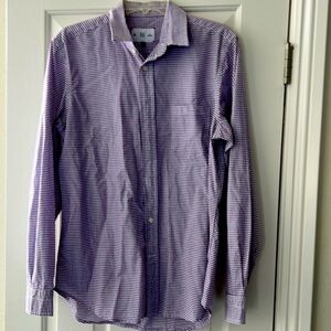 Men’s RVYC purple and white plaid dress shirt.